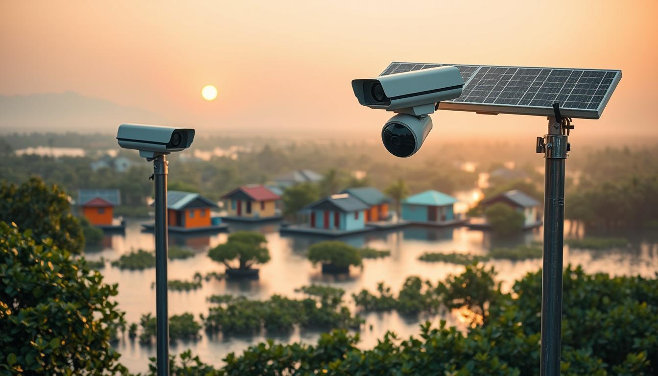 AI solar camera systems for lagoon dwellings