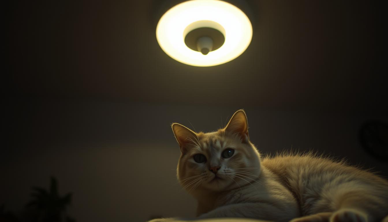 ceiling light reacting to animal emotions indoors