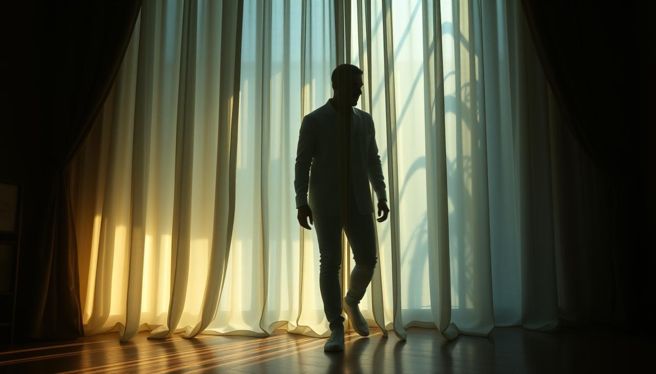 curtain that interprets voice through your shadow’s behavior