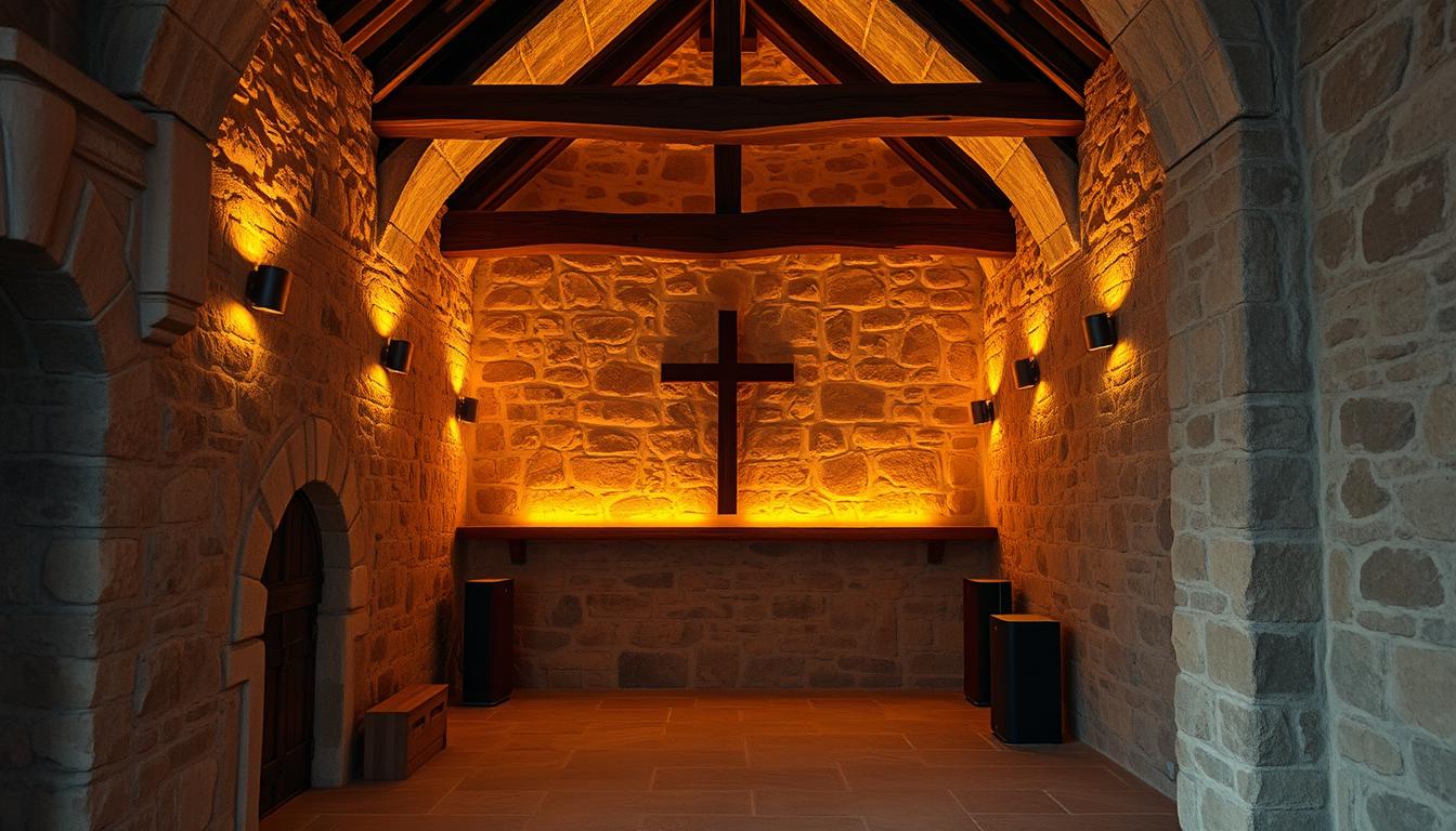 smart ambient audio-lighting in stone interiors